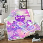 Плюшевое покрывало с объемным принтом совы, покрывало из шерпы и флиса, квадратное мягкое шерстяное одеяло для пикника