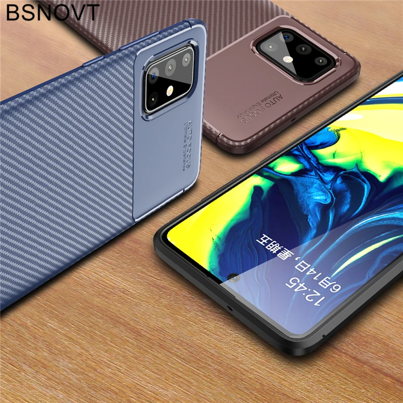 

Противоударный чехол для Samsung Galaxy A71, Тонкий силиконовый чехол из углеродного волокна