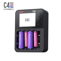 isdt c4 evo smart battery charger for 18650 26700 aa aaa cylindrical battery six alots independent charging usb type c import