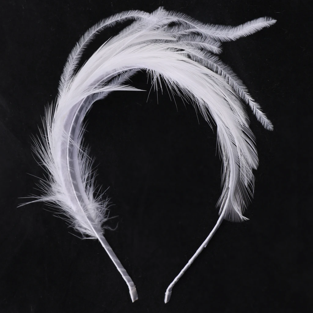 

Fashion Women Head Pieces Jewelry Feather Headband Hair Band White