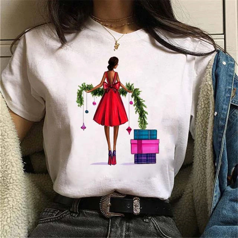 

Vogue Ladies Printed Merry Christmas T Shirt Women Fashion Harajuku Graphic T Shirt Girls Casual Cute Short Sleeve TShirts