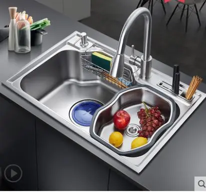 

Новые кухонные мойки, домашняя стандартная кухонная одинарная раковина, большая емкость для мытья овощей, нержавеющая сталь 304, роскошь