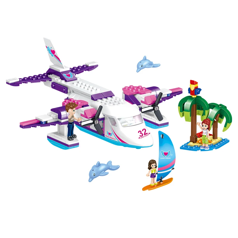 272 Pcs Heart Lake City Lilas Luxury Seaplane Building Blocks Bricks Model Girl Toys Suit Christmas Childrens Toy Gifts | Игрушки и