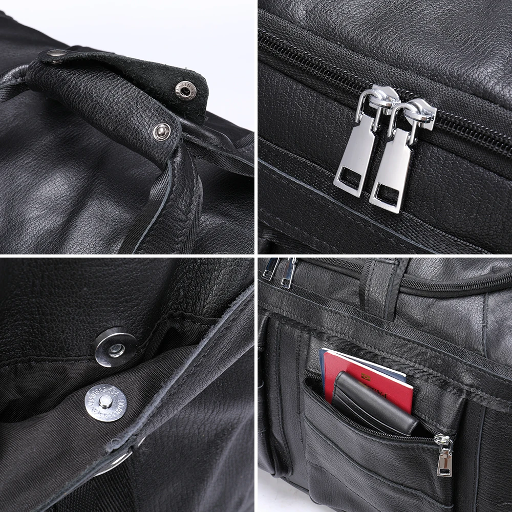 MVA Men Large Capacity Travel Bag Leather Duffel Bags for Men Waterproof Weekender Bag Travel Man Leather Carry On Garment Bags