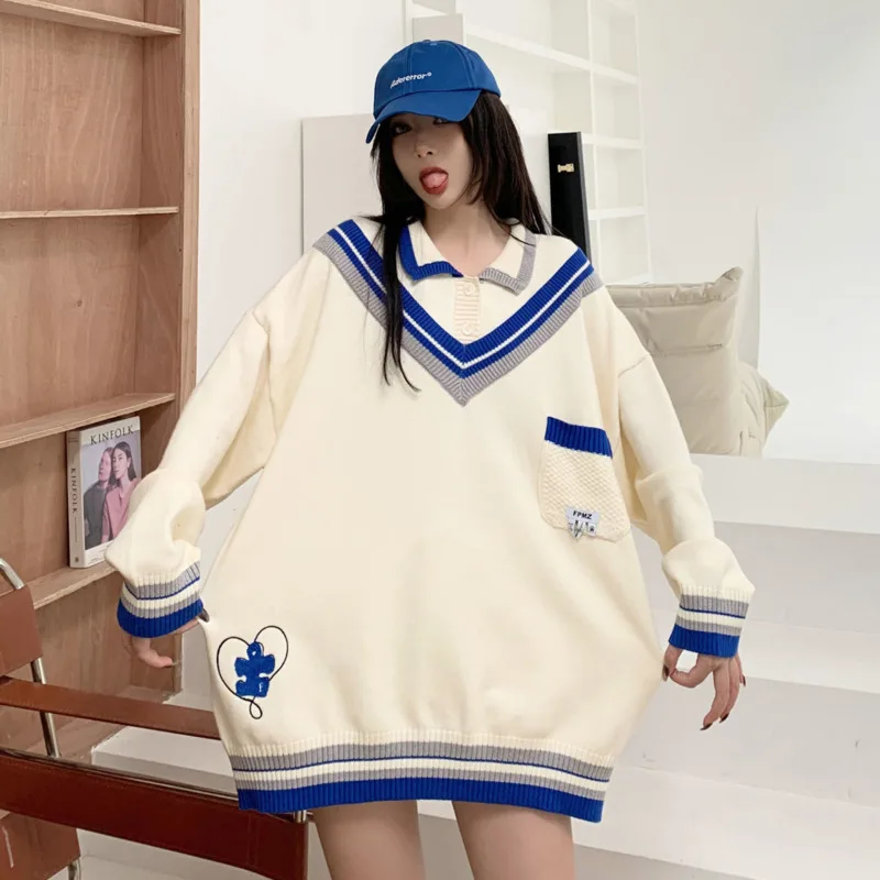 Имитация двух свитеров Женская шикарная винтажная корейская модная