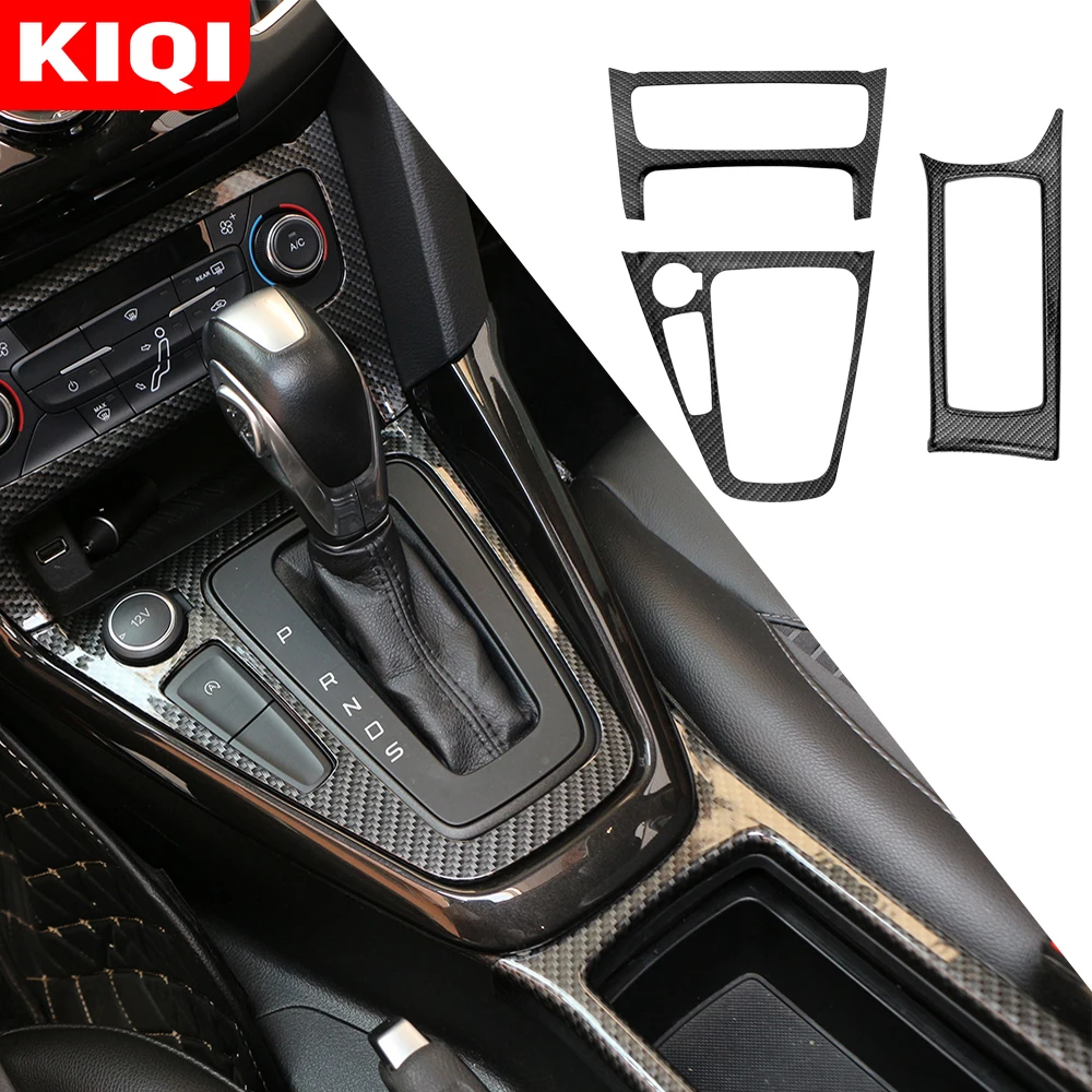 KIQI-accesorios para Ford Focus 3 MK3 2015 - 2018 ST ABS, cubierta de Panel de cambio de marchas interior de fibra de carbono, pegatinas, LHD