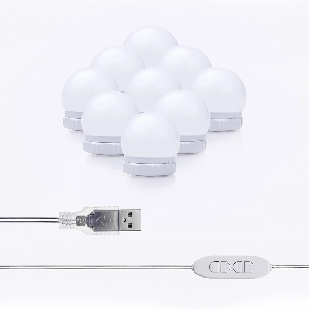 

10 Led Lamp Vanity Light 3Colors 9-Speed Dimming for Mirror Diy Hollywood Lighted Makeup Vanity Mirror With Dimmable Light Stick