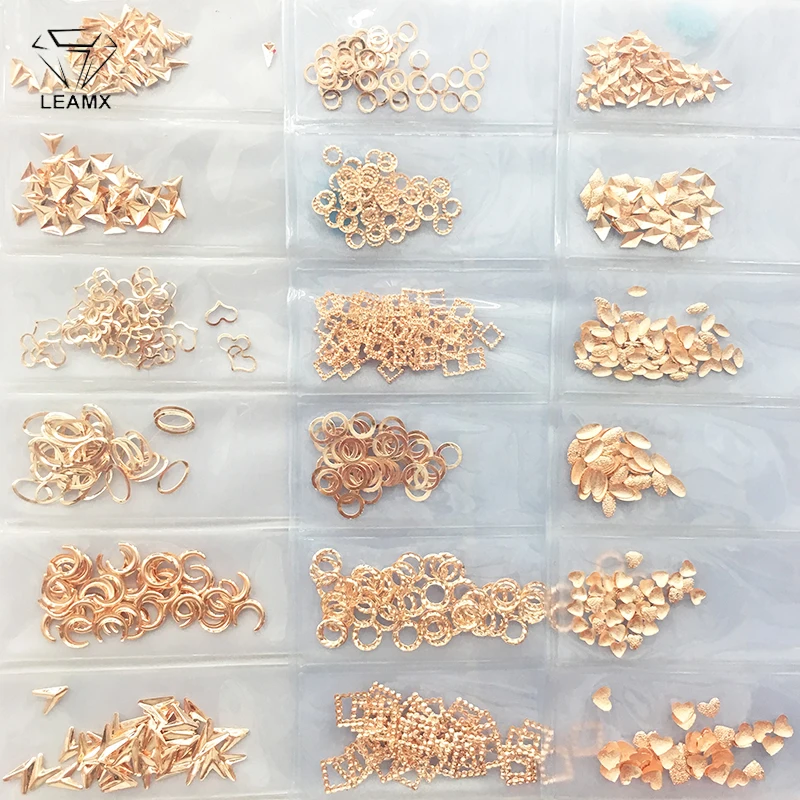 LEMAX Mix розовое золото медь ногтей заклепки 3D DIY Полые ногти рамка дизайн Декор
