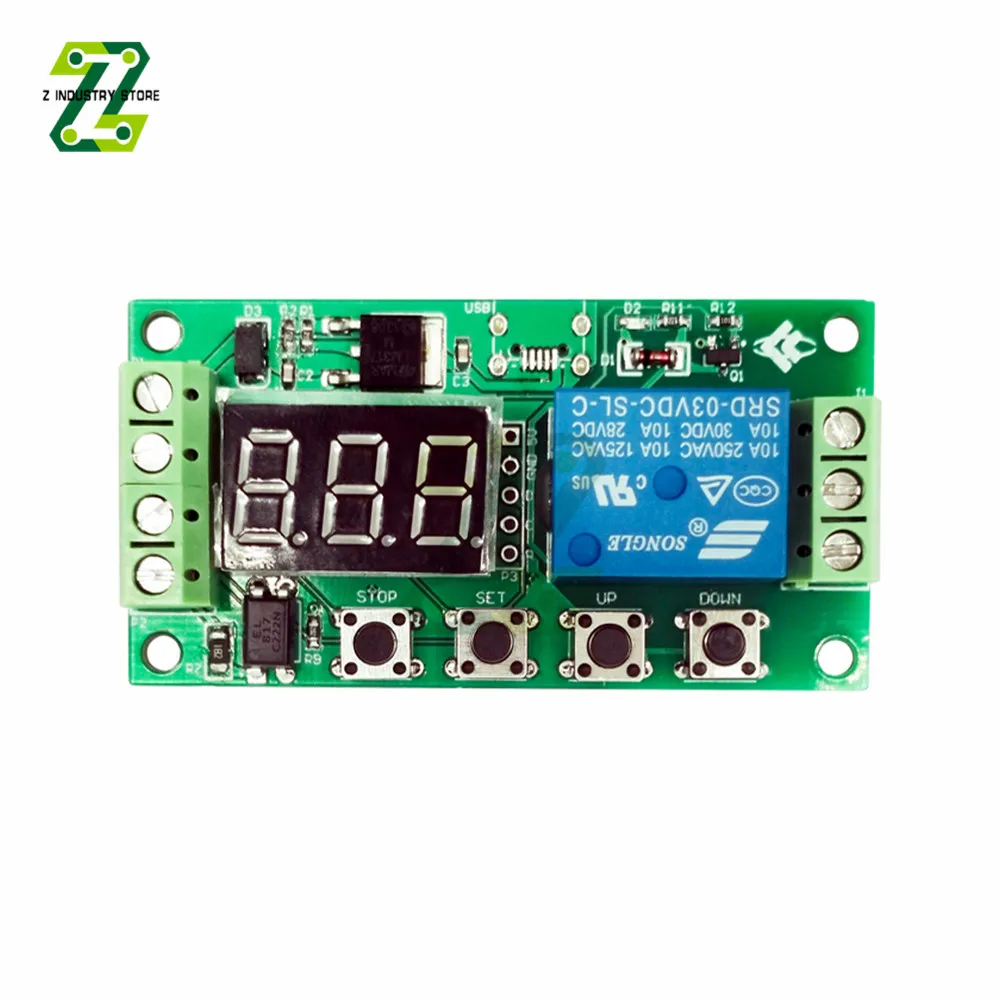Светодиодный ное Цифровое реле задержки времени 5 в-30 в печатная плата модуль