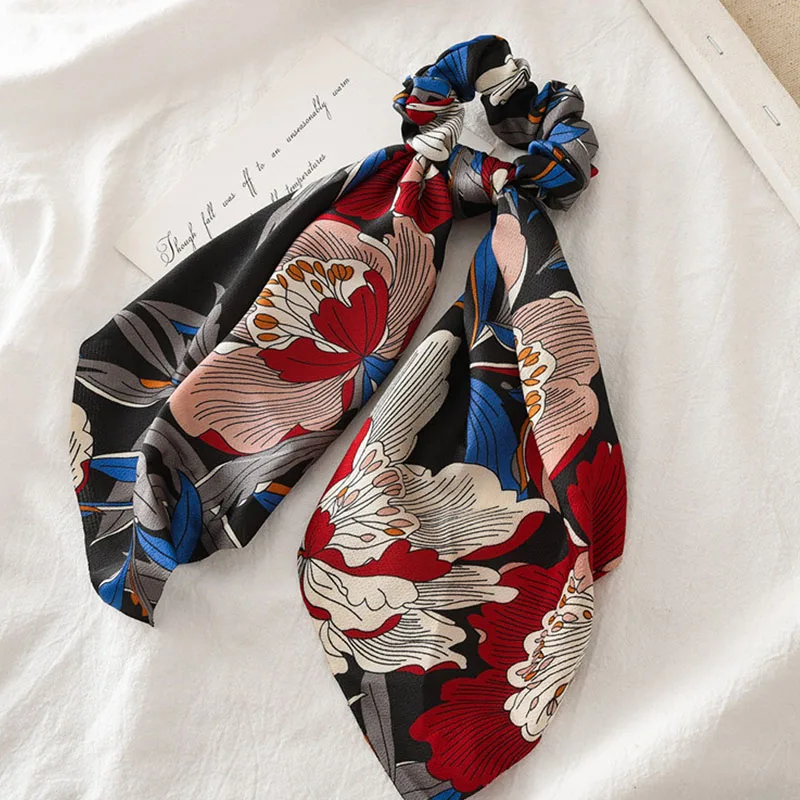 Женская резинка для волос с цветочным принтом эластичная повязка на голову