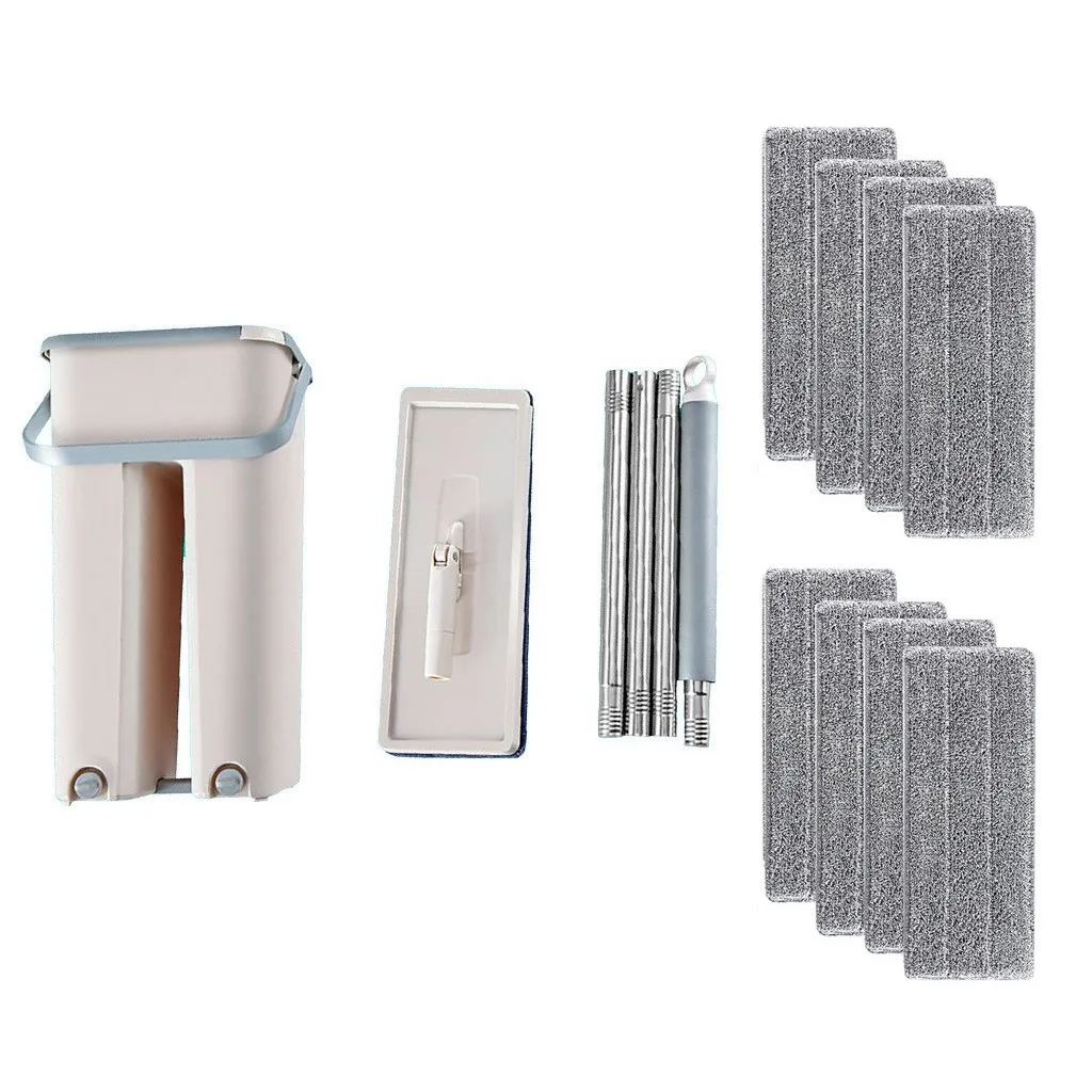 Flat Squeeze Mop and Bucket Hand-Free Wringing Floor Cleaning Wet or Dry Usage Magic Automatic Spin Self Lazy | Дом и сад