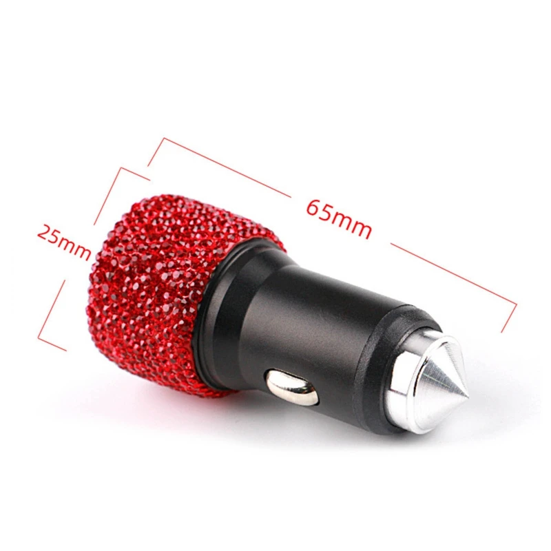 

Car Phone Safety Hammer Charger Dual USB Fast-charged Diamond Car Phone Aluminum Alloy Car Charger