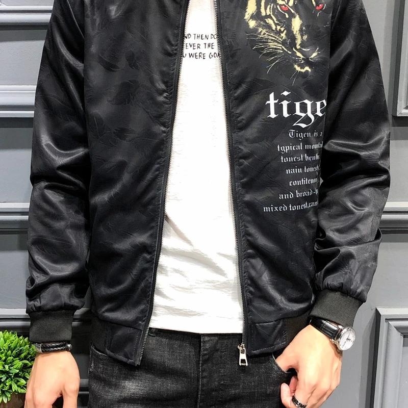 

autumn Men in 2020, printed tiger head loose coat man Hunter firefighter male jacket