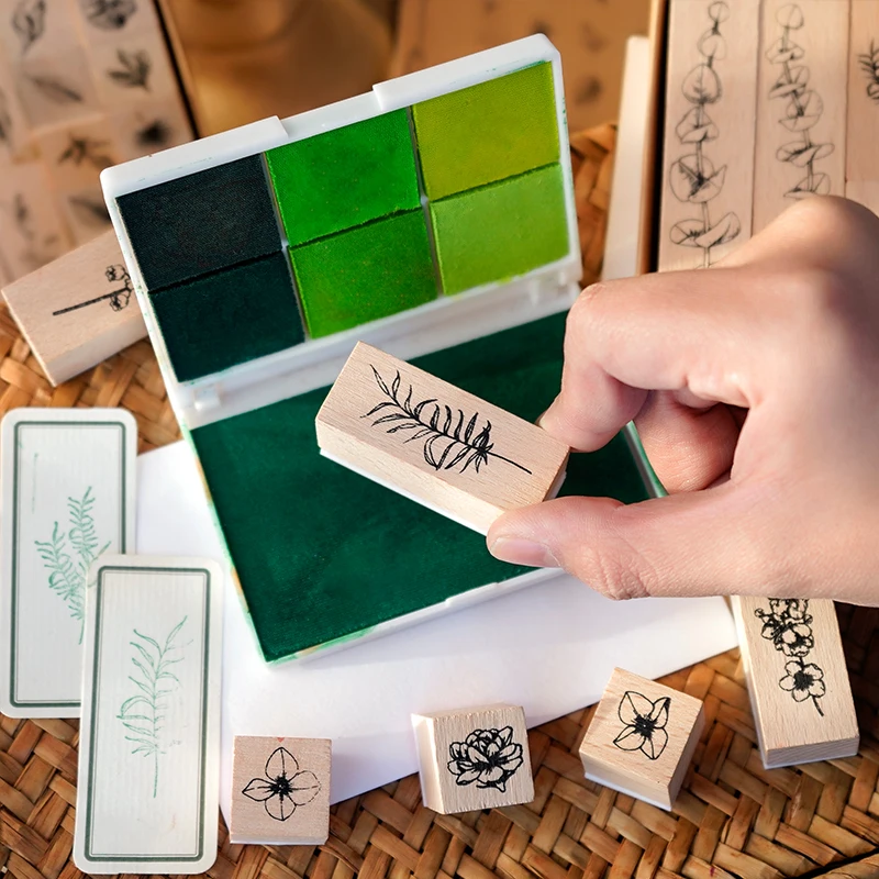 1 Набор Винтажный штамп в виде листьев цветов ветвей для рукоделия скрапбукинга