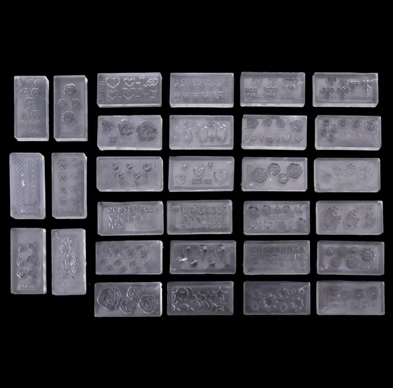 

30 Styles DIY 3D Acrylic Nail Art Tool Silicone Carved Mold Template Mould Kit R2LE