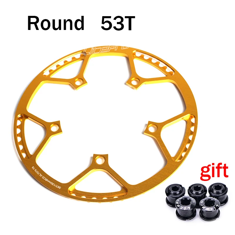 Gold 53T Litepro 42 T/45 T/47 T/53 T/56 T/58 T Одиночная скорость 130BCD складные велосипедные шатуны BMX из сплава цепные колеса AL7075 - Цвет: Gold 53T