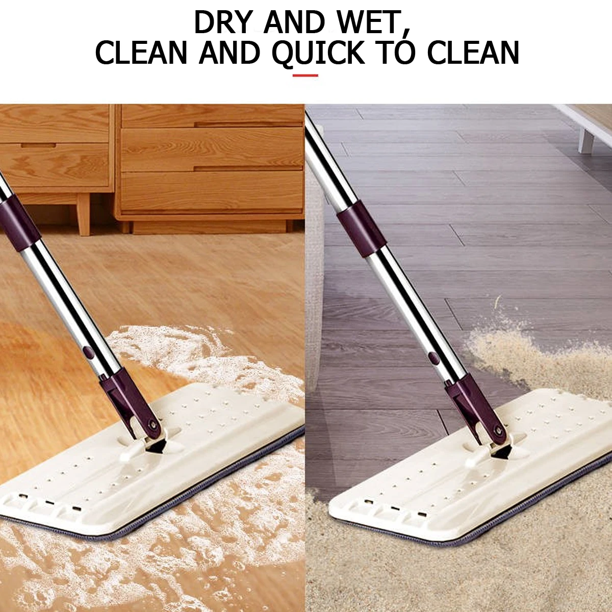 Швабра Meigar для сухой и влажной уборки поворот на 360 градусов плоская без рук