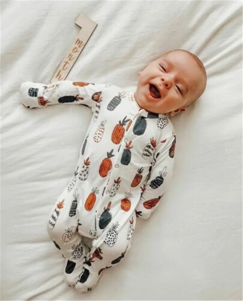 0-18 месяцев Одежда для новорожденных девочек с длинными рукавами и принтом