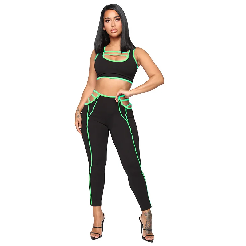 

Women Patchwork Sport Elastic sportswear High Waist Luminous Pencil Pants Women Fitness Leggings Ladies Skinny Trousers Full