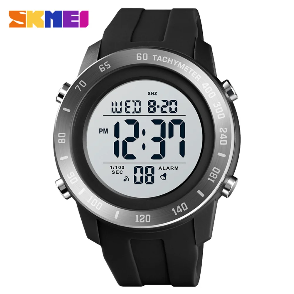 

SKMEI Big Dial Sport Men Watch 2 Time LED Digital Wristwatches For Mens Waterproof Chrono Count Down Male Hour montre homme 1524