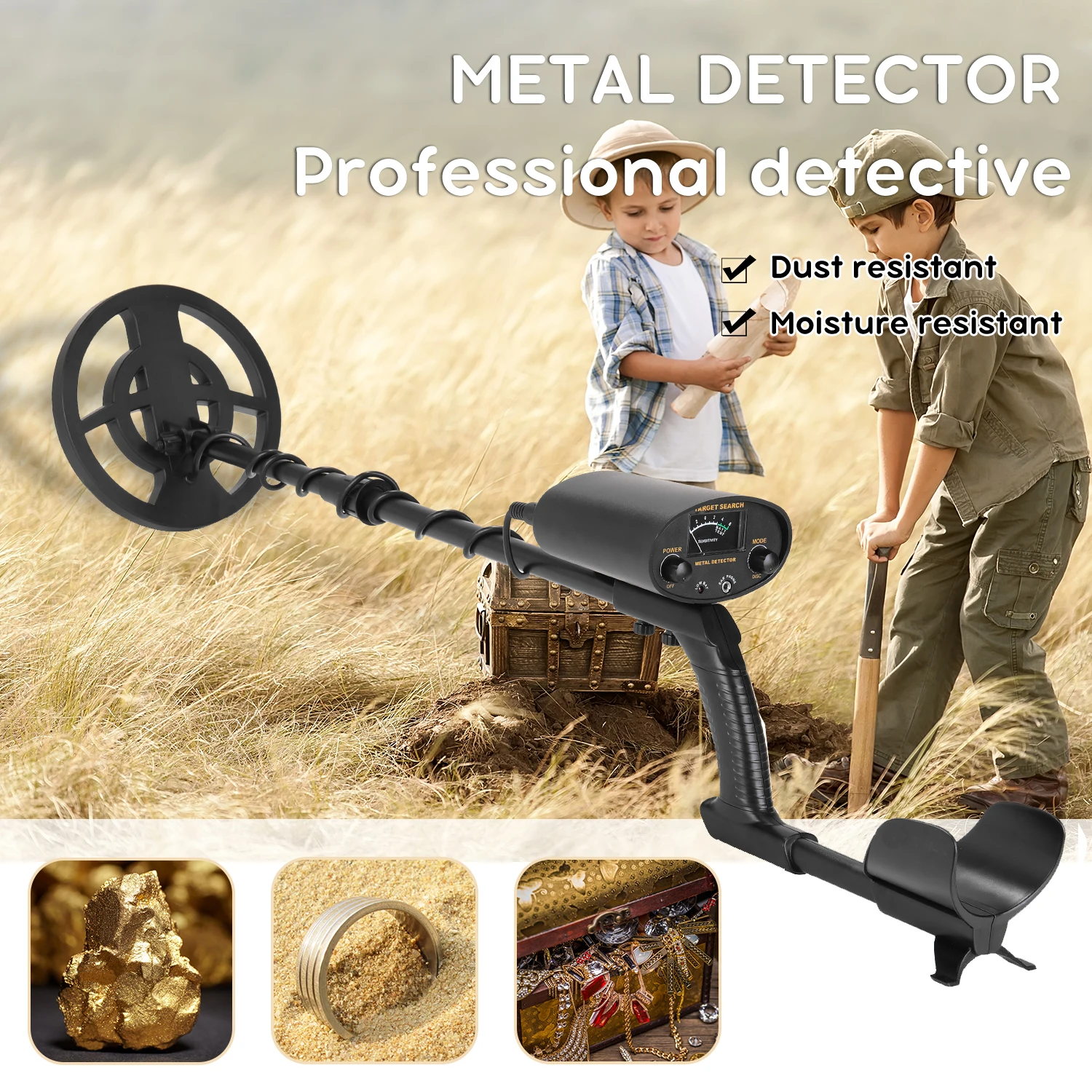 

GT6100 Underground Metal Detector Jewelry Treasure Gold Metal Detecting Tool Finder with All Metal and Disc Operation Modes