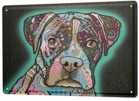 

Жестяная вывеска Декор таблички собака боксёр