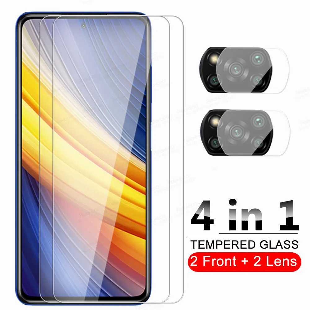 

4 в 1 закаленное стекло для камеры Xiaomi Poco X3 Pro M4 F3 M3 F1 Poxo X4 5G Poko M 4 F X 3 NFC защита для экрана Защитная пленка