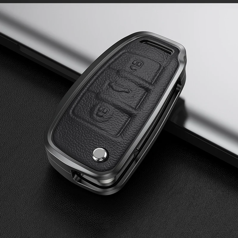 

Leather Alloy Car Remote Key Case Cover Protective Shell For Audi C6 R8 A1 A3 Q3 A4 A5 Q5 A6 S6 A7 B6 B7 B8 8P 8V 8L TT RS Sline