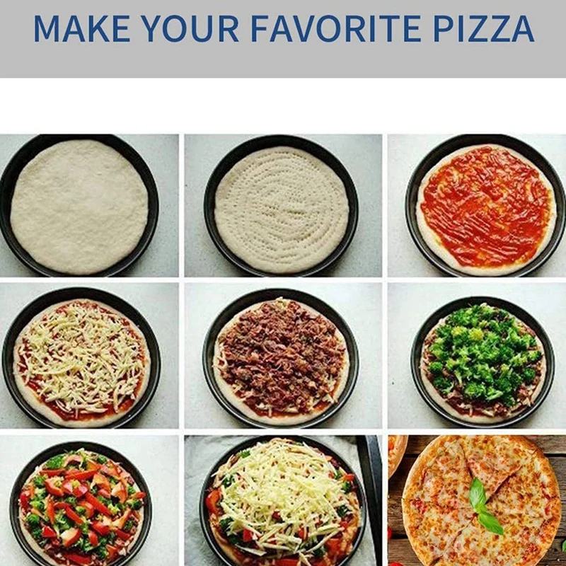 

Pizza Pan 12inch Pizza Baking Plates Bakeware Pie Pan Crisper Tray with Hole Round Professional Carbon Steel for Oven