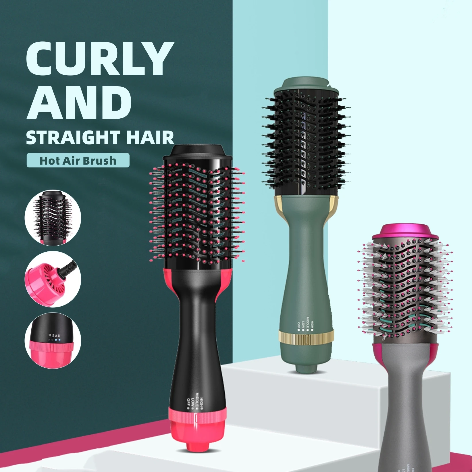 

Hair dryer 2 in 1, hot air brush, hair curler, comb, hair dryer brush