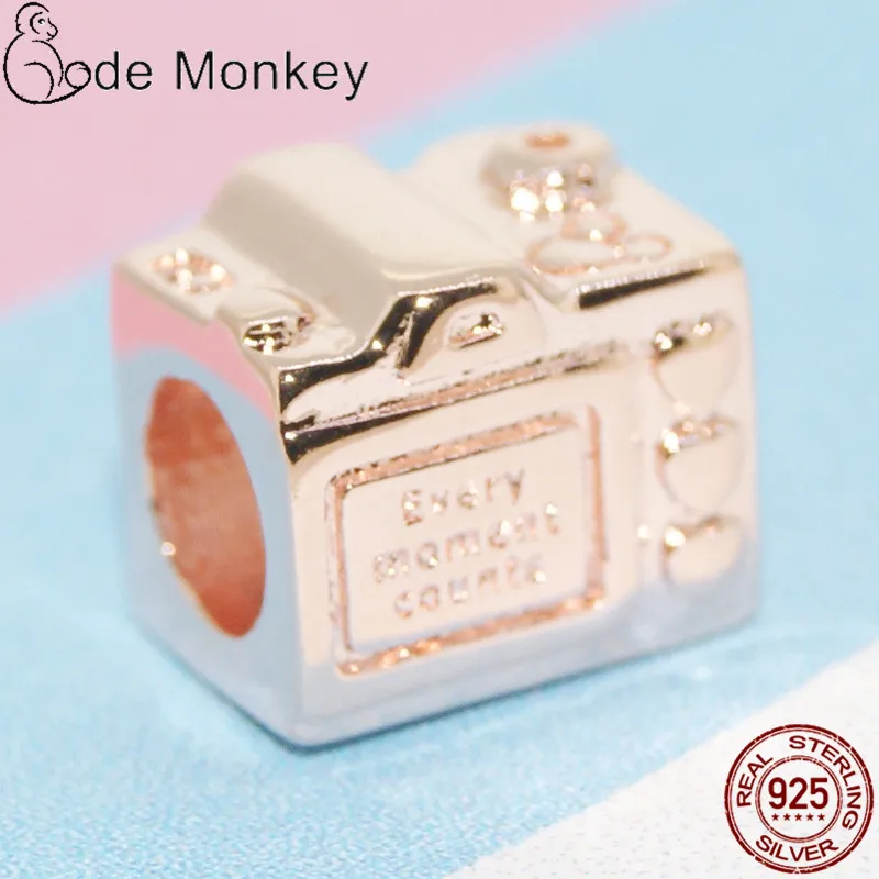 CodeMonkey 100% Настоящее серебро 925 пробы розовый золотой цвет для путешествий камера