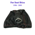 Ручка переключения передач для Seat Ibiza 1996, 1997, 1998, 1999, 2000, 2001, 5 скоростей, мл, ручка переключения передач с из искусственной кожи, красная, Черная