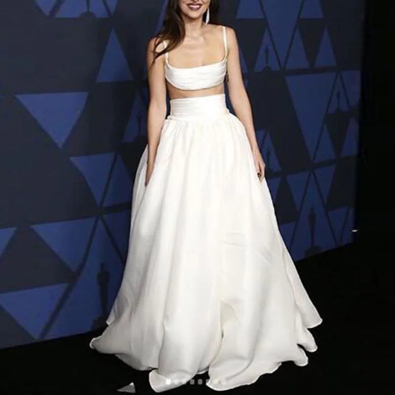 Элегантная белая длинная юбка Бальные наряды винтажная атласная в пол макси с