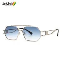 jackjad 2021 fashion cool steampunk style polygon metal sunglasses women vintage brand design sun glasses oculos de sol 2a289