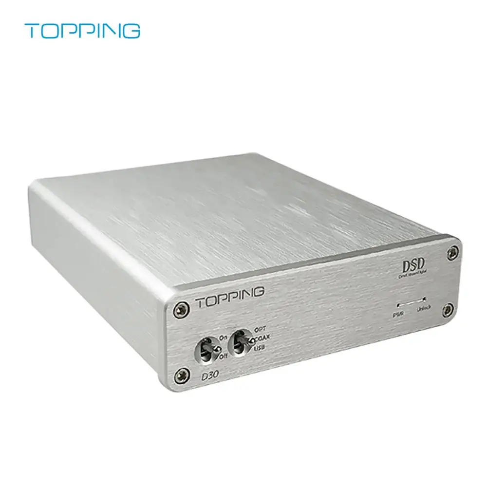 Серебристый Топпинг D30 HIFI DSD DAC декодер усилителя CS4398 XMOS USB DAC аудио декодер коаксиальный Оптическое волокно 24 бит/192 кГц - Цвет: Серебристый