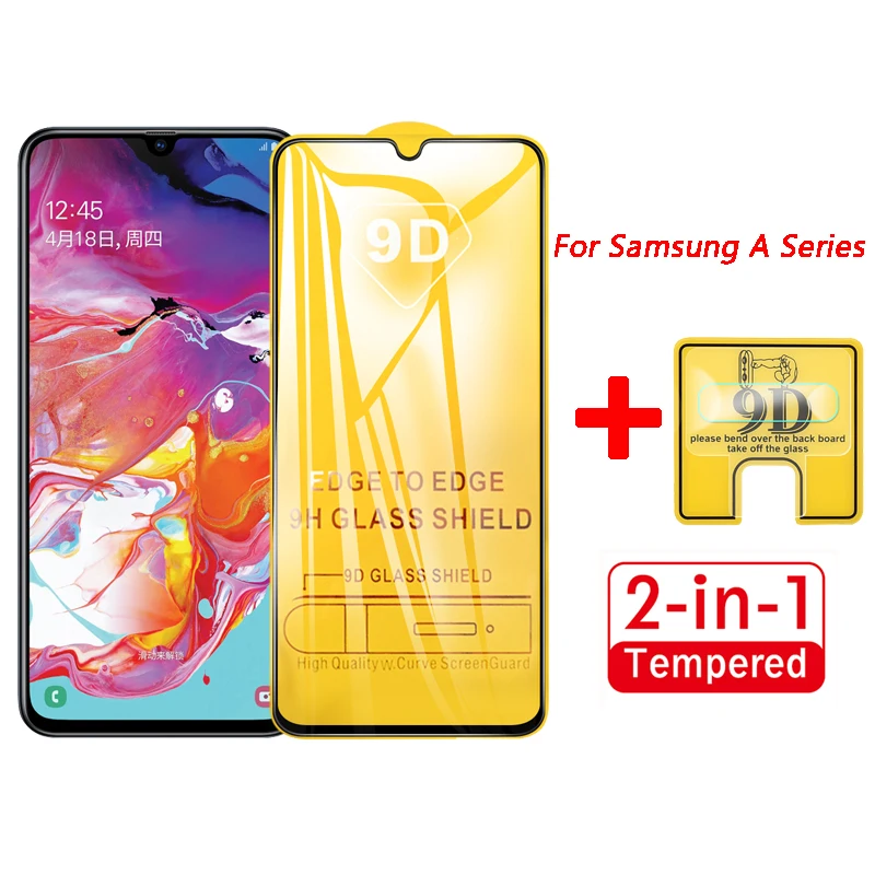 Для Samsung Galaxy A70 A50 2019 9D 2 в 1 пленка для объектива камеры и защитная закаленное