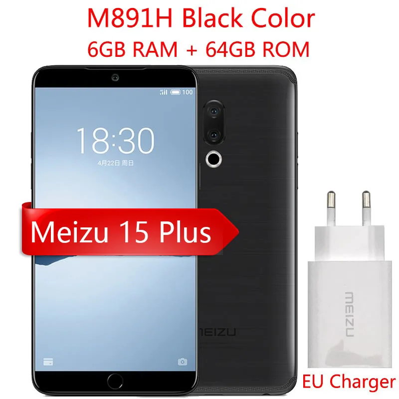 M891H Black 6G 64G Глобальная версия Meizu 15 Plus, 4G LTE, 6 ГБ, 64 ГБ, Exynos 8895, четыре ядра, 5,95 дюймов, 2560x1440 P, быстрое зарядное устройство с отпечатком пальца, mEngine, сотовый телефон - Цвет: M891H Black 6G 64G