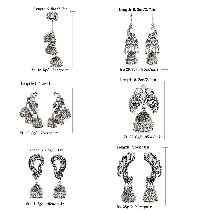 Женские Висячие серьги в стиле ретро Индийский Болливуд Павлин юмка джумки