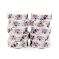 new 10pcslot 15mm x 10m flowers leaves floral watercolor tape scrapbook paper masking adhesive washi tape
