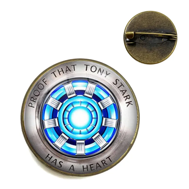 24 Стеклянная брошь из кабошона Marvel Железный человек Tony Stark дуговой реактор Воротник Шпильки Мстители 4 эндмейд квантовое царство фильм сувенир - Окраска металла: 24