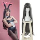 Парик L-email Sakurajima Mai, парик для косплея, Раскал не мечтает кролика, девушки сенпай, Длинные Серые термостойкие синтетические волосы