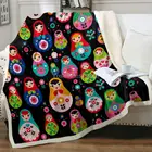 Цветные матрешки и одеяло из флиса с узором, в стиле ретро