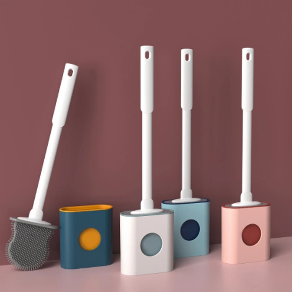 

Toilet Brush And Holder Toilet Bowl Cleaner Soft TPR Bristles Wall Mount Toilet Bowl Brush With Long Handle Bathroom Cleaning