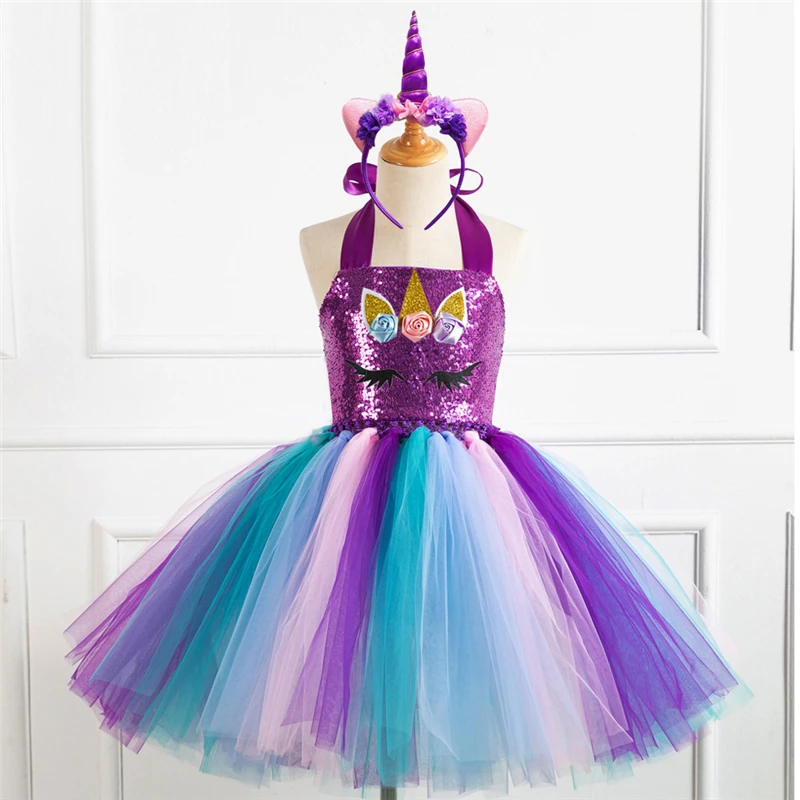 

Cute Unicorn Costume Cosplay Girls Unicorn Birthday Party Dress Halloween Costuem For Kids Carnival Party Suit Dress Up Children