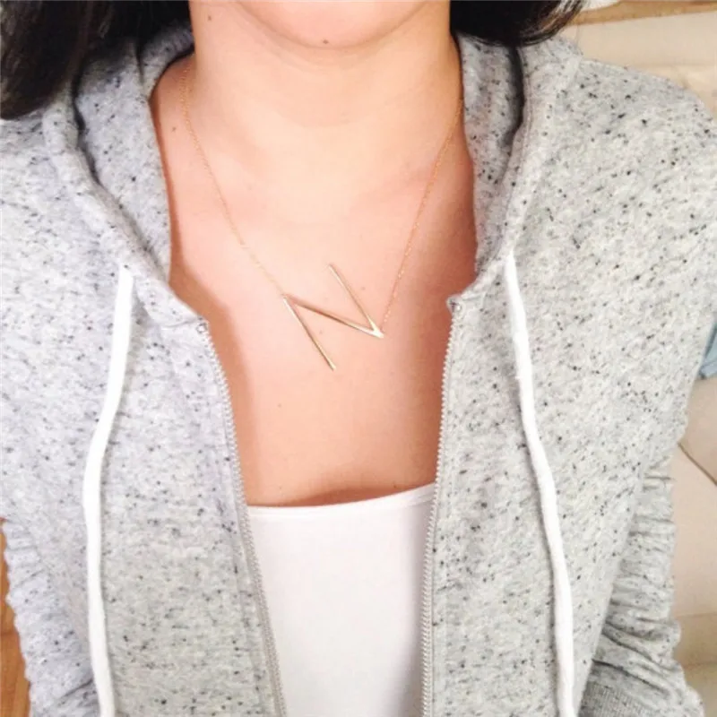 A ~ Z подвеска с буквами инициала ожерелья для женщин капитал 26 цепи английским