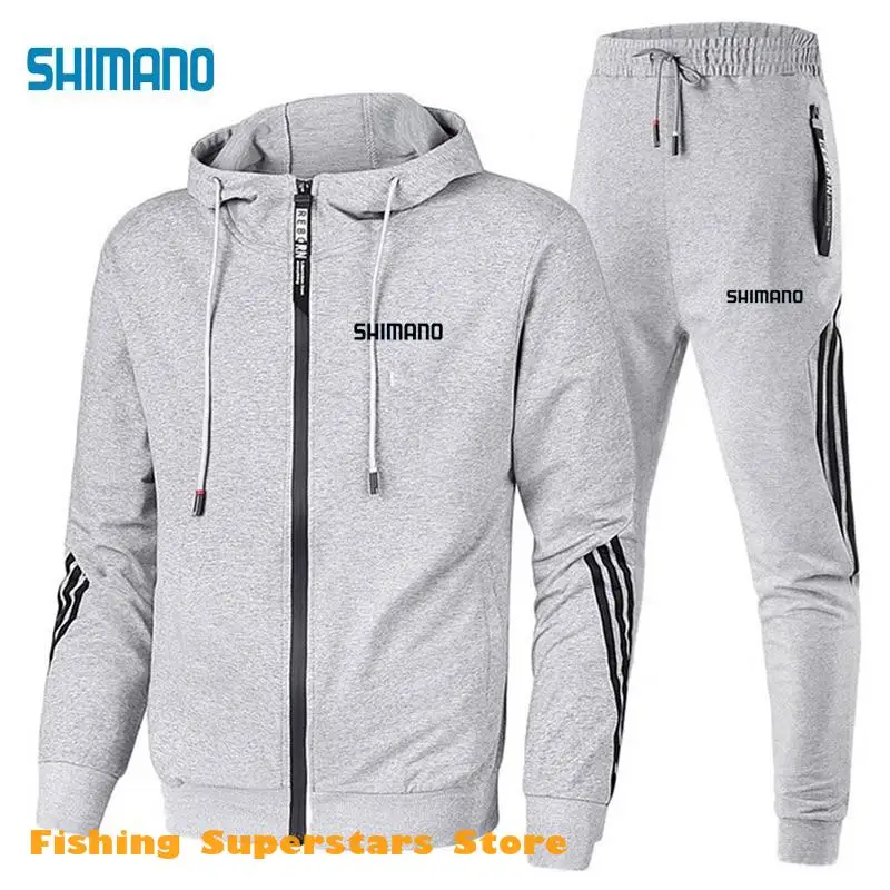 

Shimanos Spring Autumn 2021 Fishing Suit Men Outdoor Camping Hiking Sport Set Striped Clothes Fishing Jacket Pants Suit