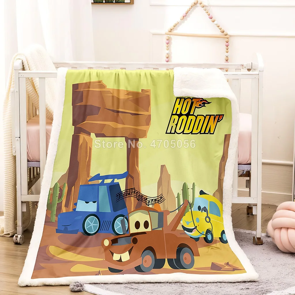 

Disney Lightning McQueen Cars Soft Sleeping Blanket Throw Sherpa Backing Kids Girls Boys for Christmas Gift on Bed Sofa