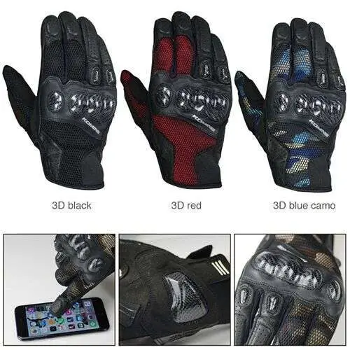 Летние сетчатые перчатки KOMINE GK 197 защитные из углеродного волокна ударопрочные