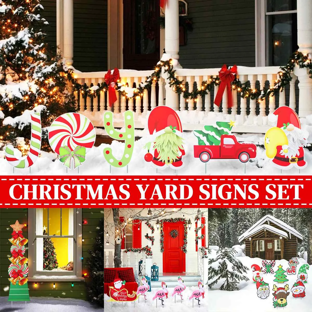 

1 Set New Christmas Yard Signs Decorations Christmas Farmhouse Hanging Sign Outdoor Garden Scene Porch Yard Decorations