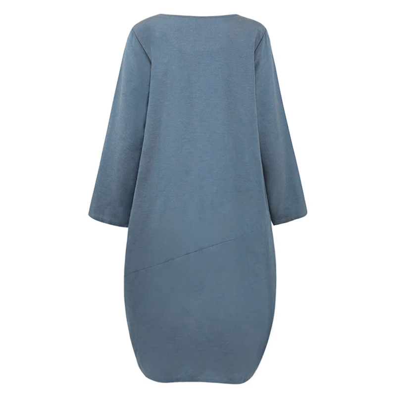 Модное женское повседневное свободное платье миди однотонное длинное